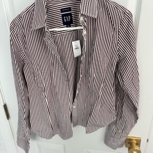 GAP Maroon and White Striped Shirt